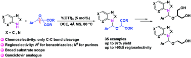 Graphical abstract:Chemo- and regioselective ring-opening of donor–acceptor oxiranes with N-heteroaromatics